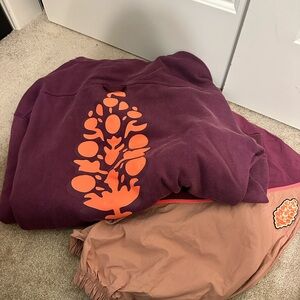 Free People Movement deep mulberry and coral Pullover Hoodie and pants sizeM NWT